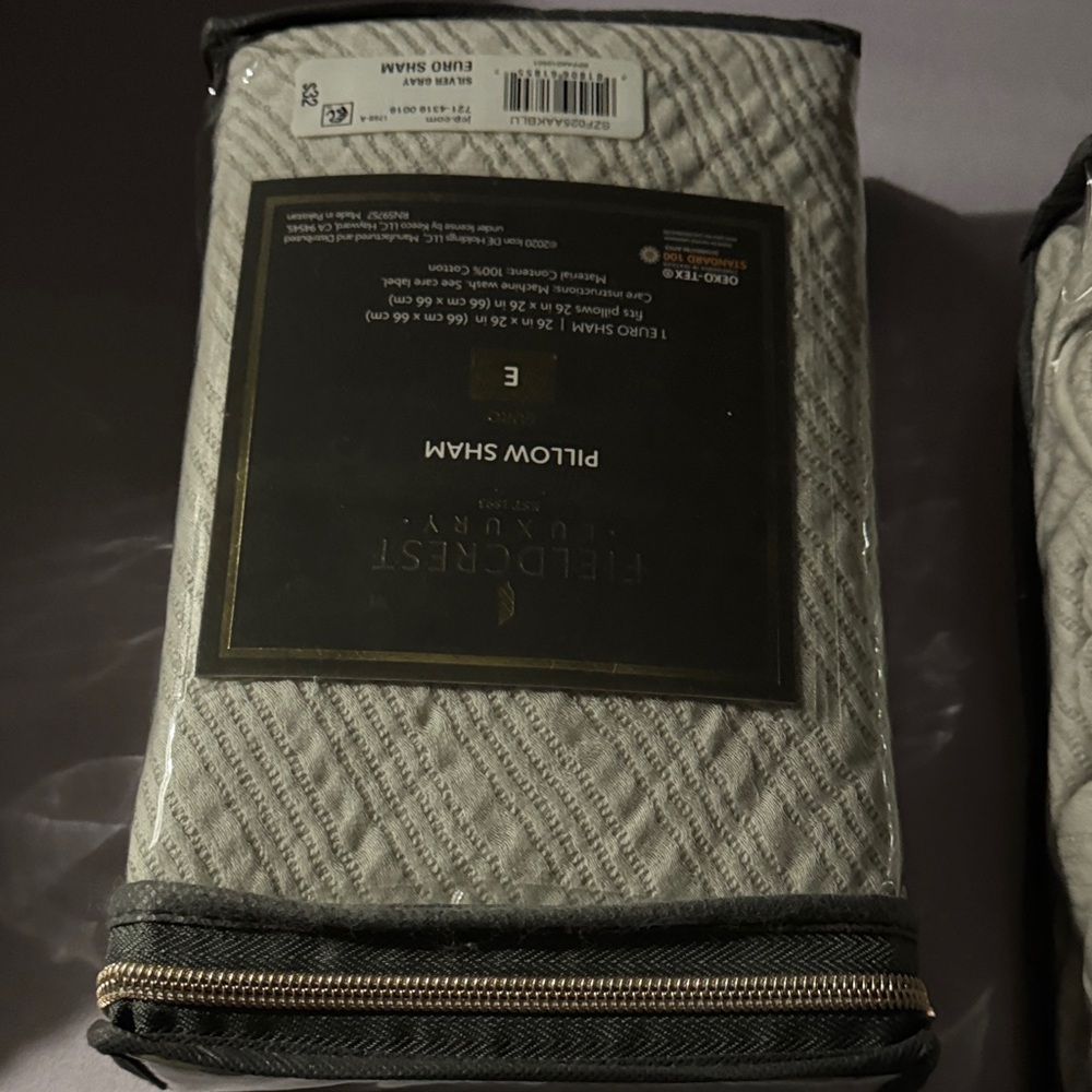 Fieldcrest Gray stripe Malelasse Euro Sham